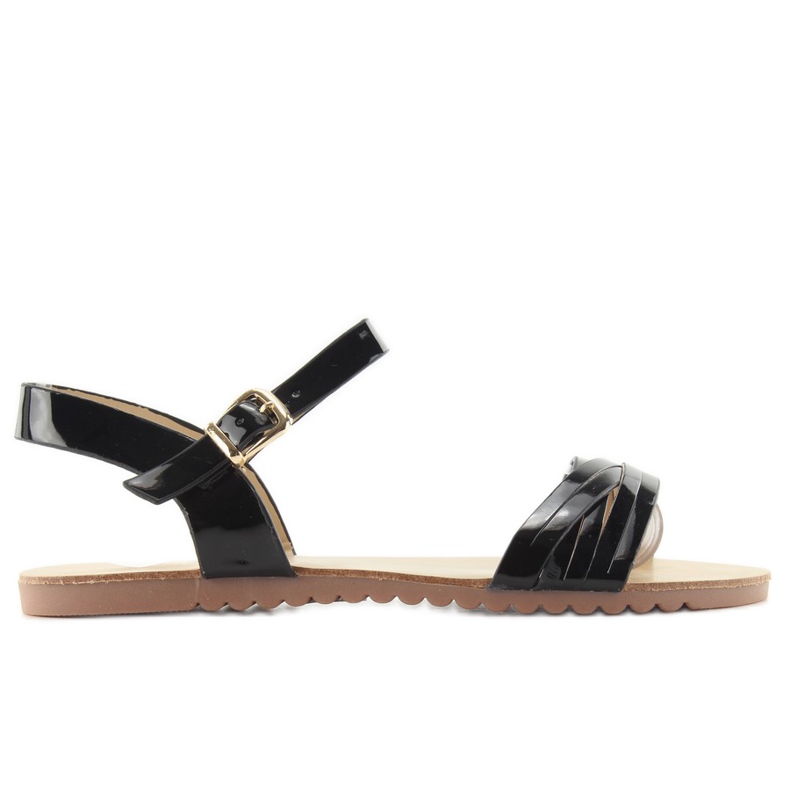 Szandál fényes csíkokkal H8-72 fekete