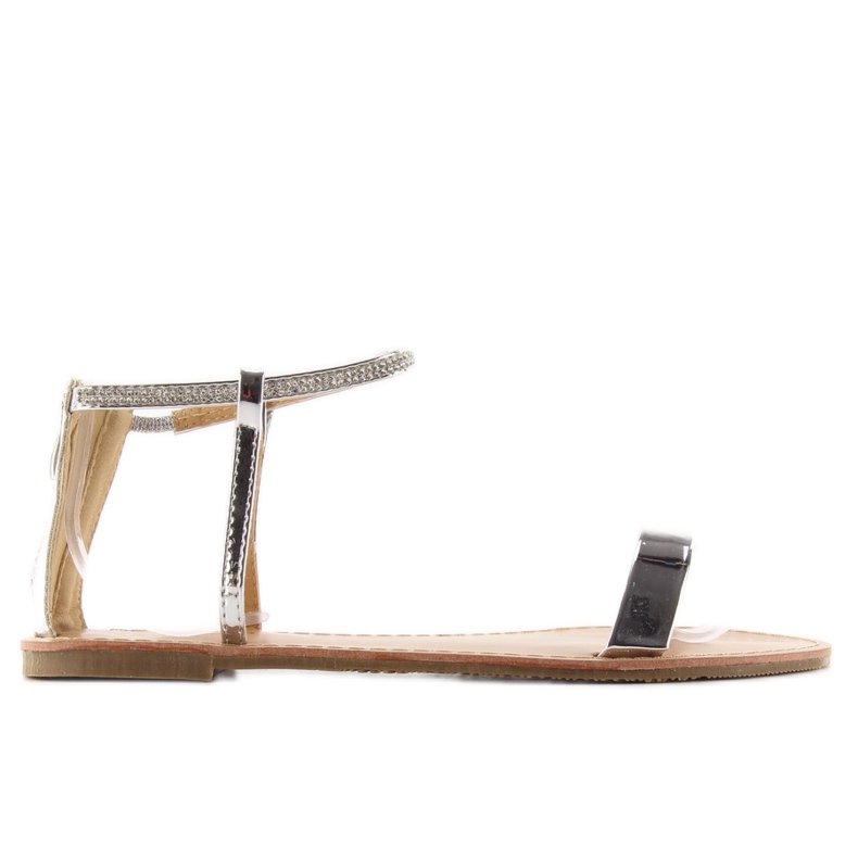 Szandál kövekkel a bokánál ezüst szürke