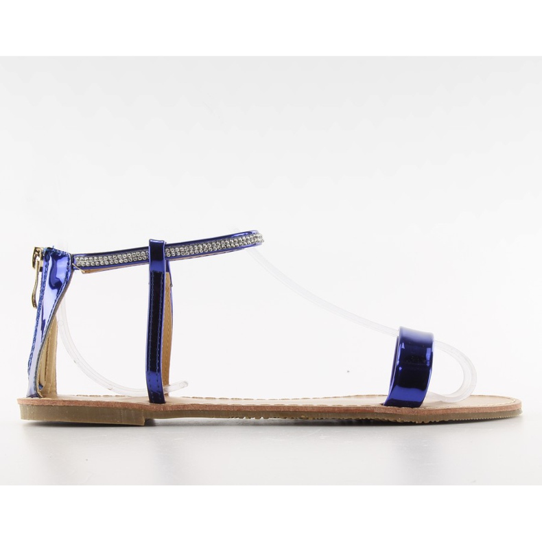 Szandál kövekkel a bokánál s060021 Royal Blue sötétkék