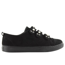 Cipők l1078 fekete gyöngyökkel