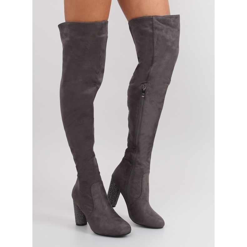 Szürke Comb magassarkú csizma Szürke