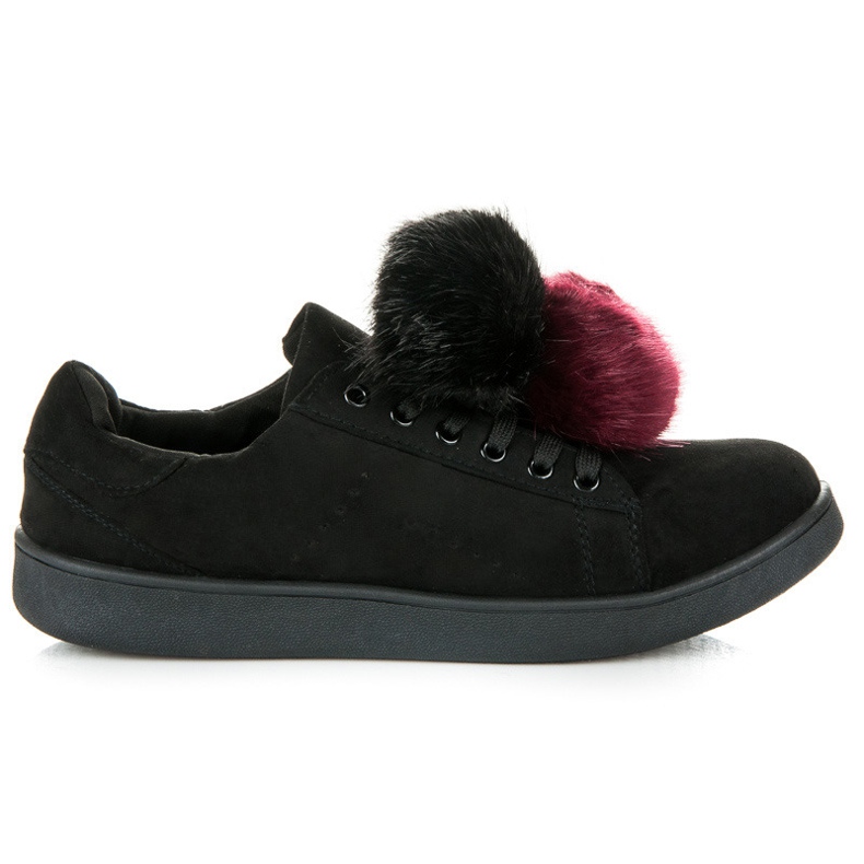 Vices New Collection Levehető pomponokkal ellátott tornacipő fekete