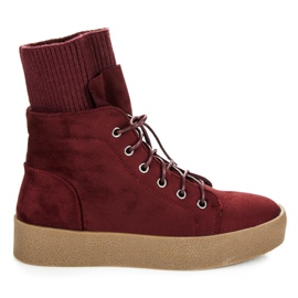 Ideal Shoes Maroon Creepers csizma piros