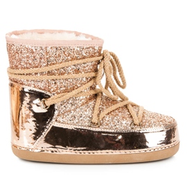 Ideal Shoes Kötött hócsizma csillámmal rózsaszín