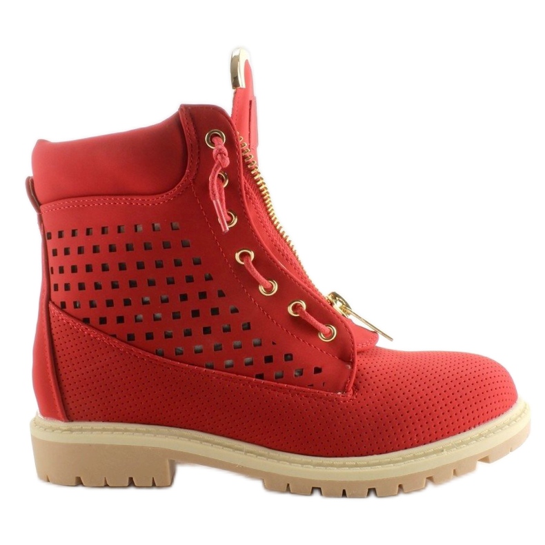 Áttört balmanák, arany cipzárral, piros R103 Red