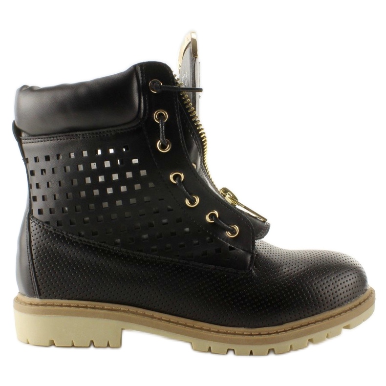 Áttört balmanák, arany cipzárral, fekete R103 Fekete