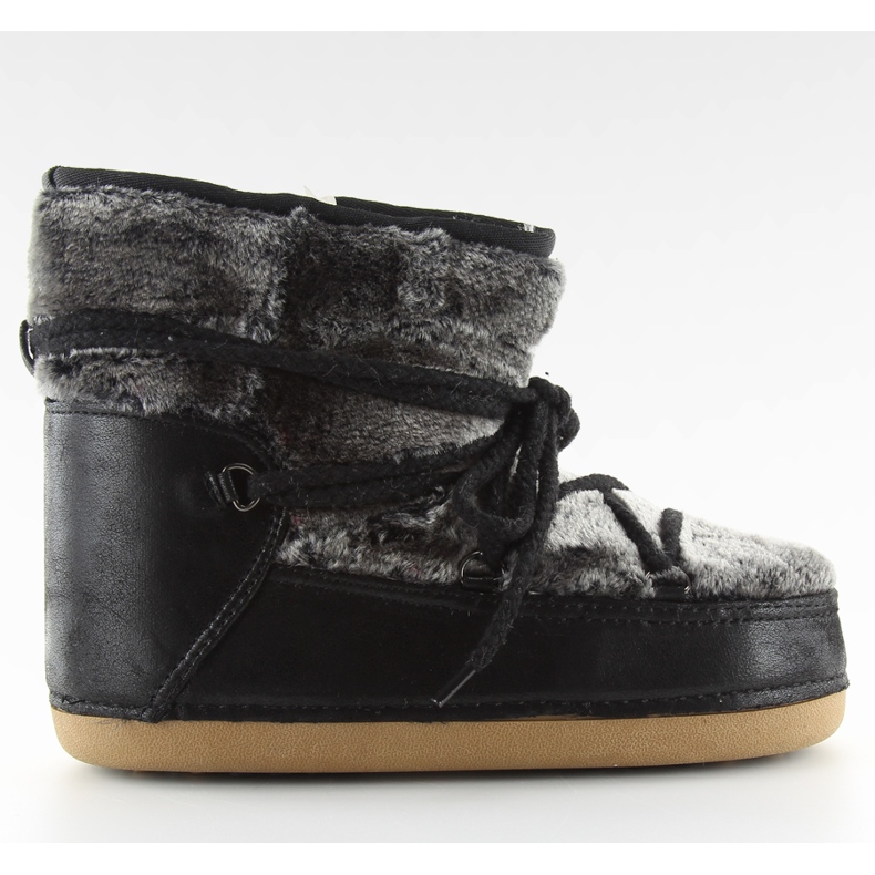 Hócsizma hold szőr fekete fekete