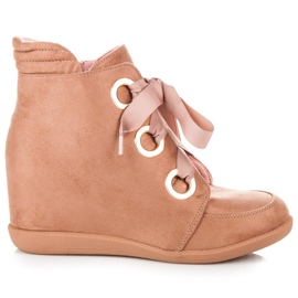 Kylie Szalaggal kötött bokacsizma rózsaszín