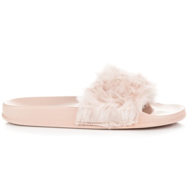 Queen Vivi Bézs papucs szőrmével