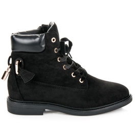 Ideal Shoes Velúr Munkavállalók Szalaggal Kötve fekete