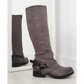 Szürke lovaglócsizma szürke F2180 barna