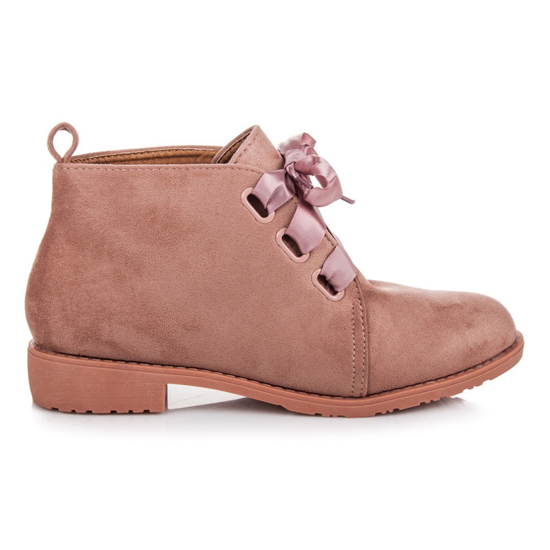Bestelle Szalaggal átkötött alacsony csizma rózsaszín
