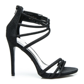 Ideal Shoes Csillogó szandál magassarkúban fekete Ideal Shoes Csillogó szandál magassarkúban fekete