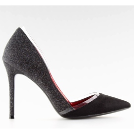 Fekete brokát sarkú 5127 fekete szürke