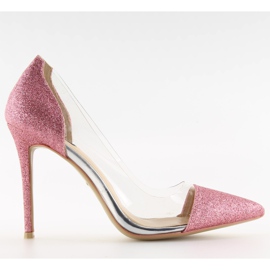 Pink 5133 brokát sarok rózsaszín