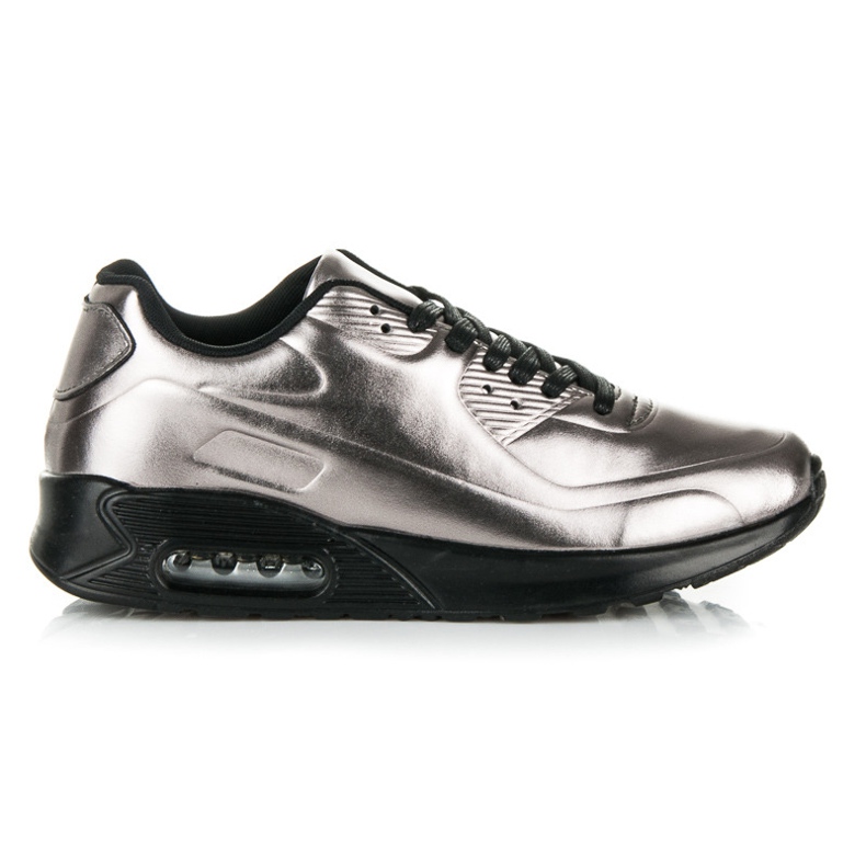 Fényes fűzős tornacipő szürke