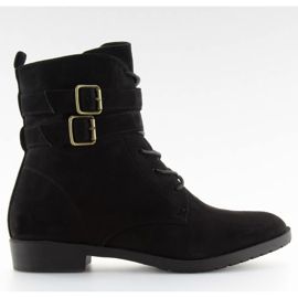 Fűzős csizma velúr fekete H7187 negro