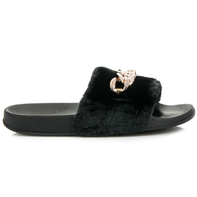 Queen Vivi Fekete papucs szőrrel