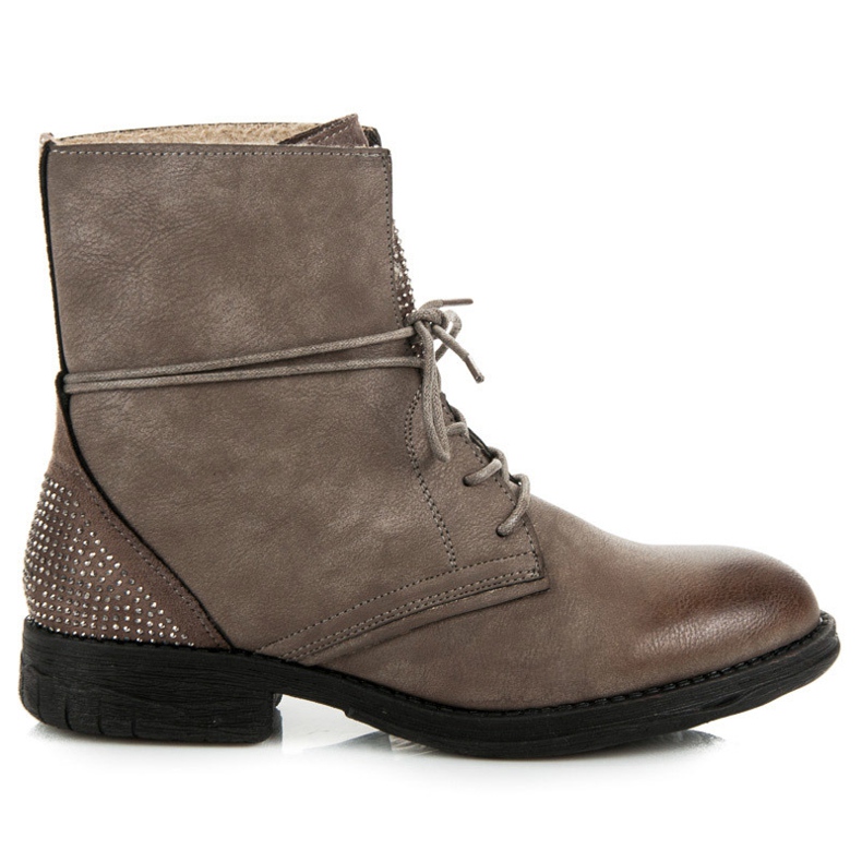 Queentina Munkás csizma kristályokkal barna