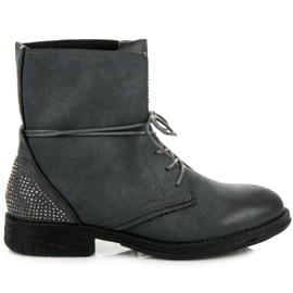 Queentina Munkáscsizma kristályokkal szürke