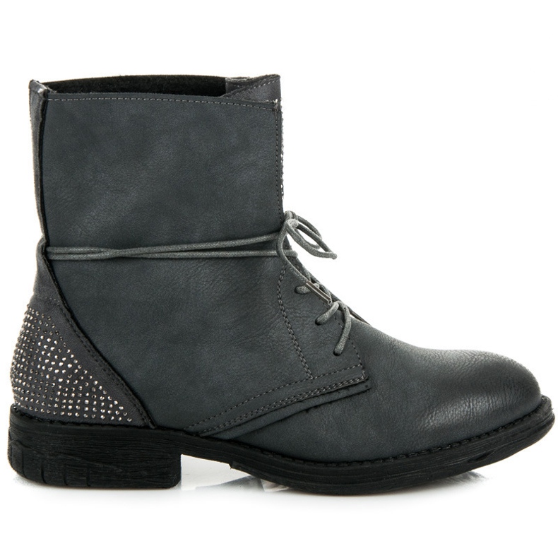 Queentina Munkáscsizma kristályokkal szürke