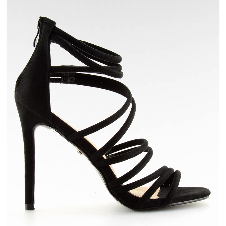 Fekete LE039 fekete szandál magas sarkon