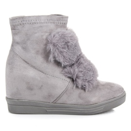 Wedge tornacipő szőrmével szürke Wedge tornacipő szőrmével szürke