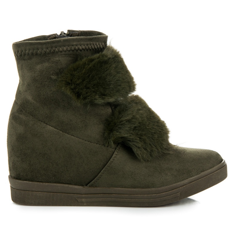 Wedge tornacipő szőrmével zöld
