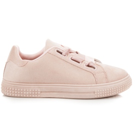 Szalaggal átkötött velúr tornacipő rózsaszín Szalaggal átkötött velúr tornacipő rózsaszín