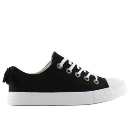 Fekete női tornacipő masnival 8935 Fekete