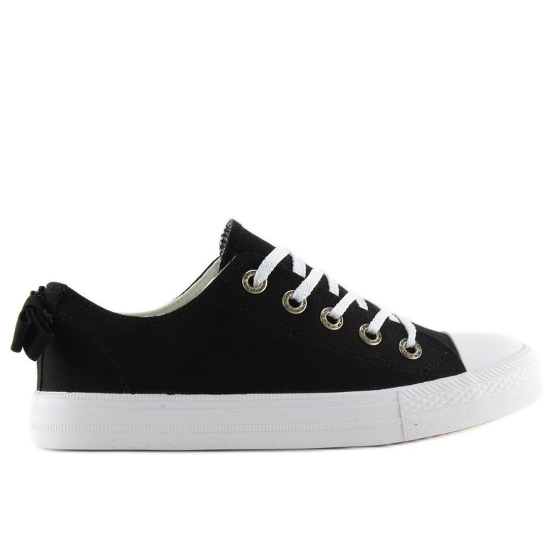 Fekete női tornacipő masnival 8935 Fekete