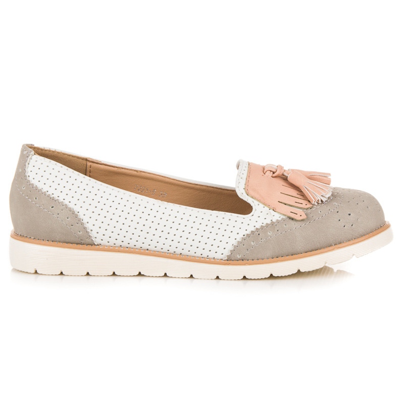 Vices Áttört balerinák rojtokkal fehér szürke rózsaszín