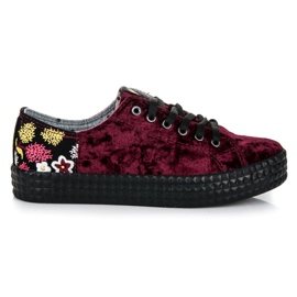 Kylie Burgundy velúr tornacipő sokszínű piros