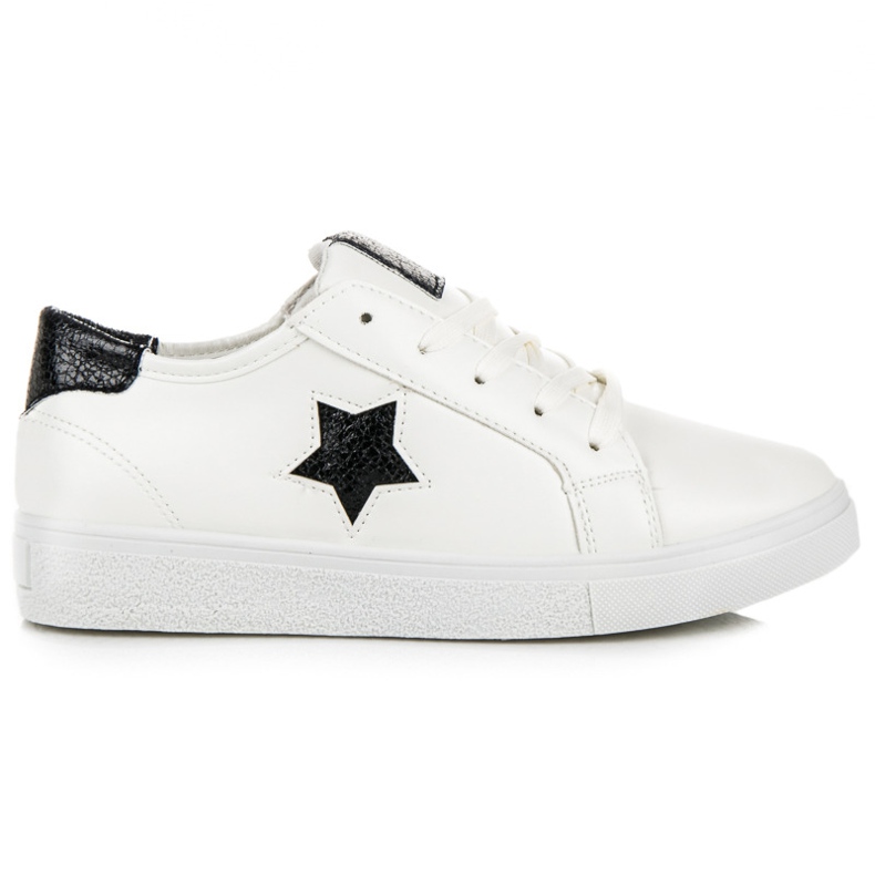 Megkötött tornacipő csillaggal fehér