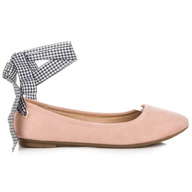 Ch. Creation Velúr balerinák szalaggal rózsaszín