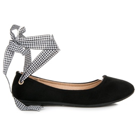 Ch. Creation Velúr balerinák szalaggal fekete