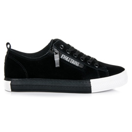 Velúr tornacipő az emelvényen fekete Velúr tornacipő az emelvényen fekete