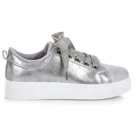 Sport Cipők A Platformon Kötéssel szürke Sport Cipők A Platformon Kötéssel szürke