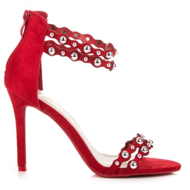 Vinceza Piros szandál díszekkel