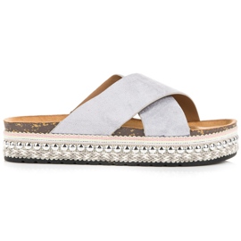 Seastar Velúr papucs az emelvényen szürke