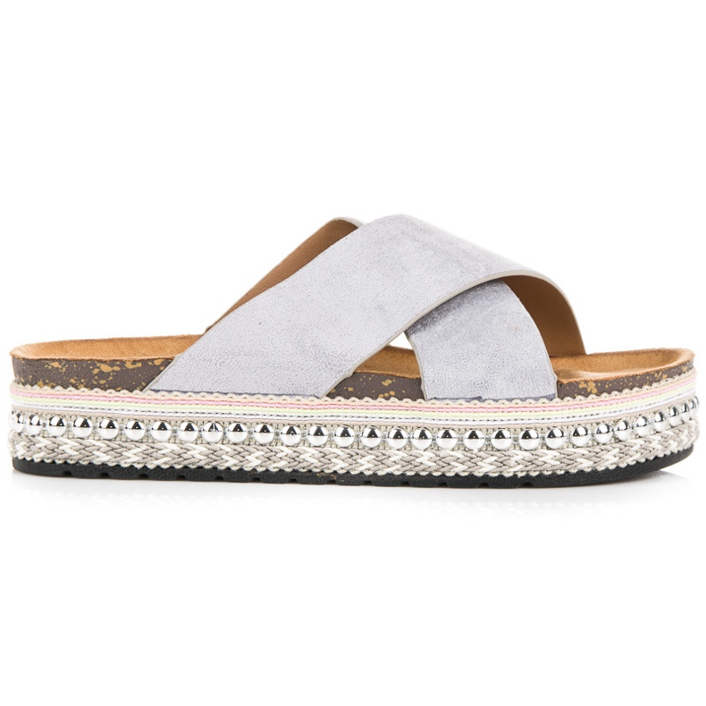 Seastar Velúr papucs az emelvényen szürke