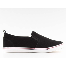 Fekete XL07P Fekete slipony tornacipő Fekete XL07P Fekete slipony tornacipő