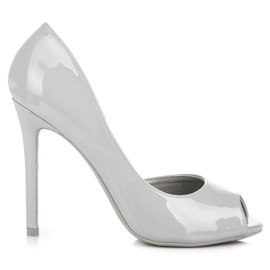 Seastar Lakkozott nyitott orrú sarkú cipő szürke Seastar Lakkozott nyitott orrú sarkú cipő szürke