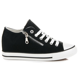 Kayla Megkötött ék alakú tornacipő fekete