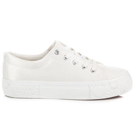 Kylie Szatén cipők a platformon fehér