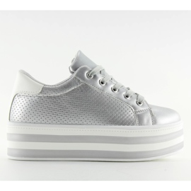 Ezüst NB183P Ezüst színű tornacipő magas talpon szürke