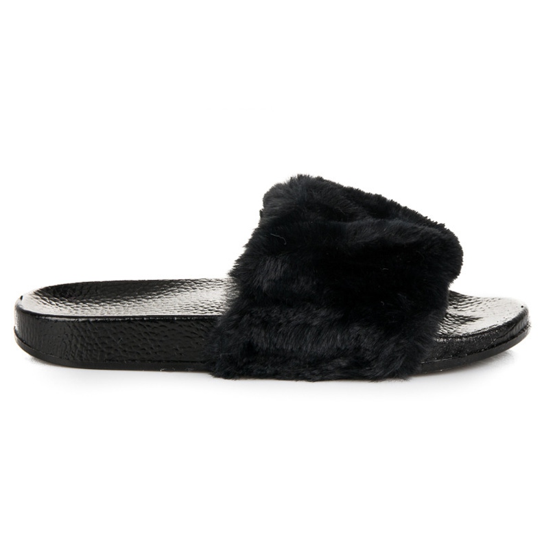 Bona Női papucs bundával fekete