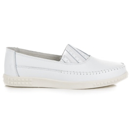 VINCEZA Bőr Slip-On Loafers fehér