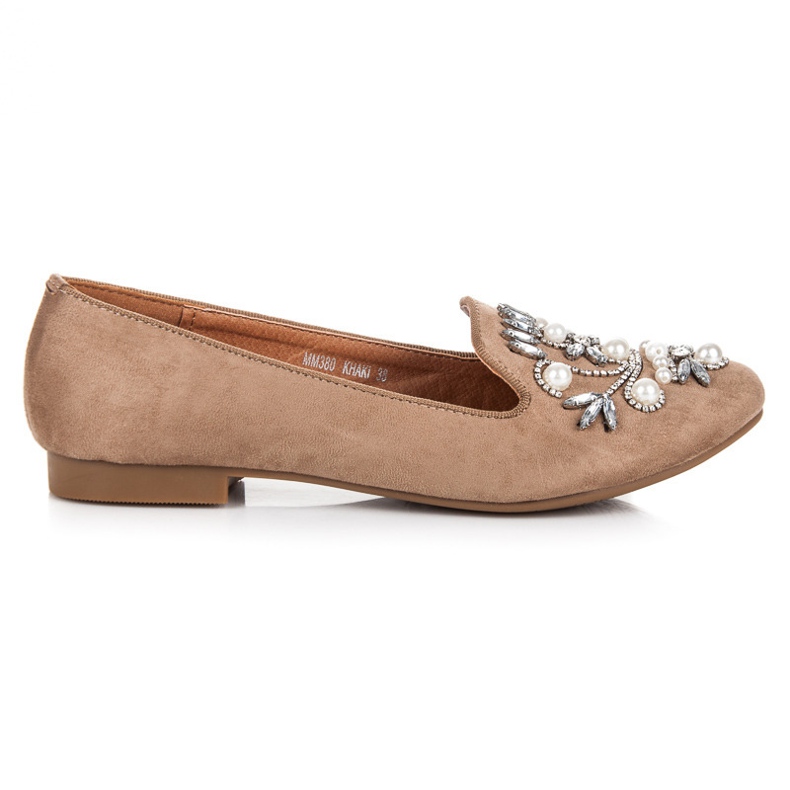 Lovery Bézs színű dekoratív mokaszinok