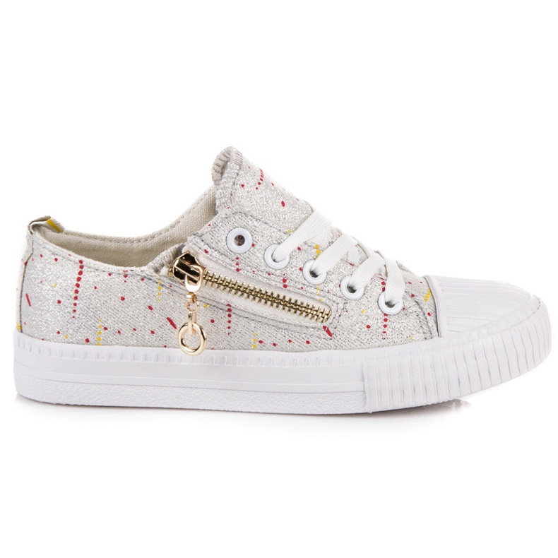 Fényes gyermek cipők szürke